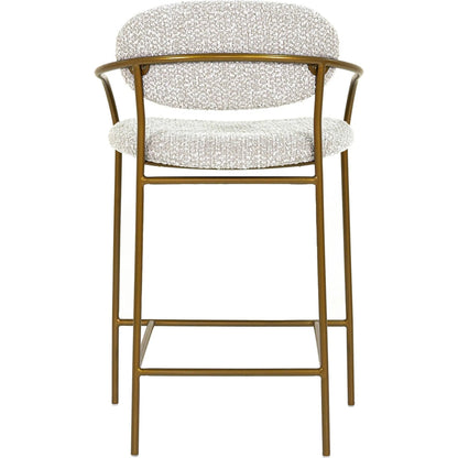 Oasis Arm Counter Stool by LH Imports in pearl grey, bronze and antique bronze. Made from iron, 90% polyester, 10%acrylic, pu foam, polyester fiber in a transitional style.
