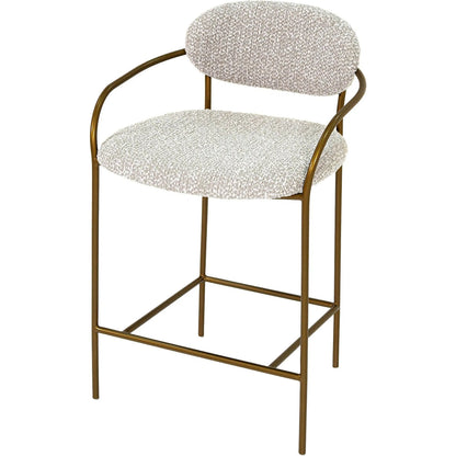 Oasis Arm Counter Stool by LH Imports in pearl grey, bronze and antique bronze. Made from iron, 90% polyester, 10%acrylic, pu foam, polyester fiber in a transitional style.