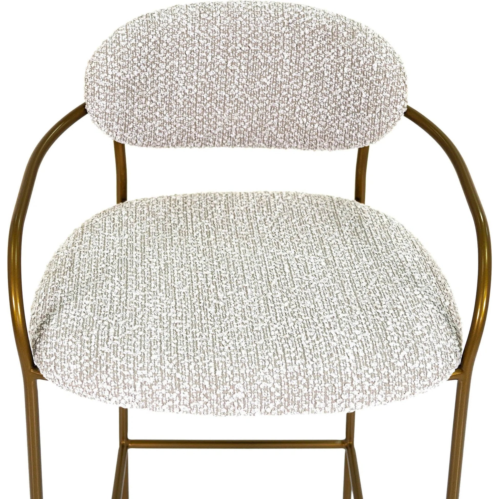 Oasis Arm Counter Stool by LH Imports in pearl grey, bronze and antique bronze. Made from iron, 90% polyester, 10%acrylic, pu foam, polyester fiber in a transitional style.