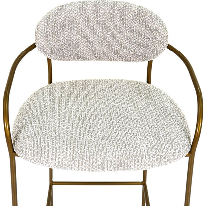 Oasis Arm Counter Stool by LH Imports in pearl grey, bronze and antique bronze. Made from iron, 90% polyester, 10%acrylic, pu foam, polyester fiber in a transitional style.