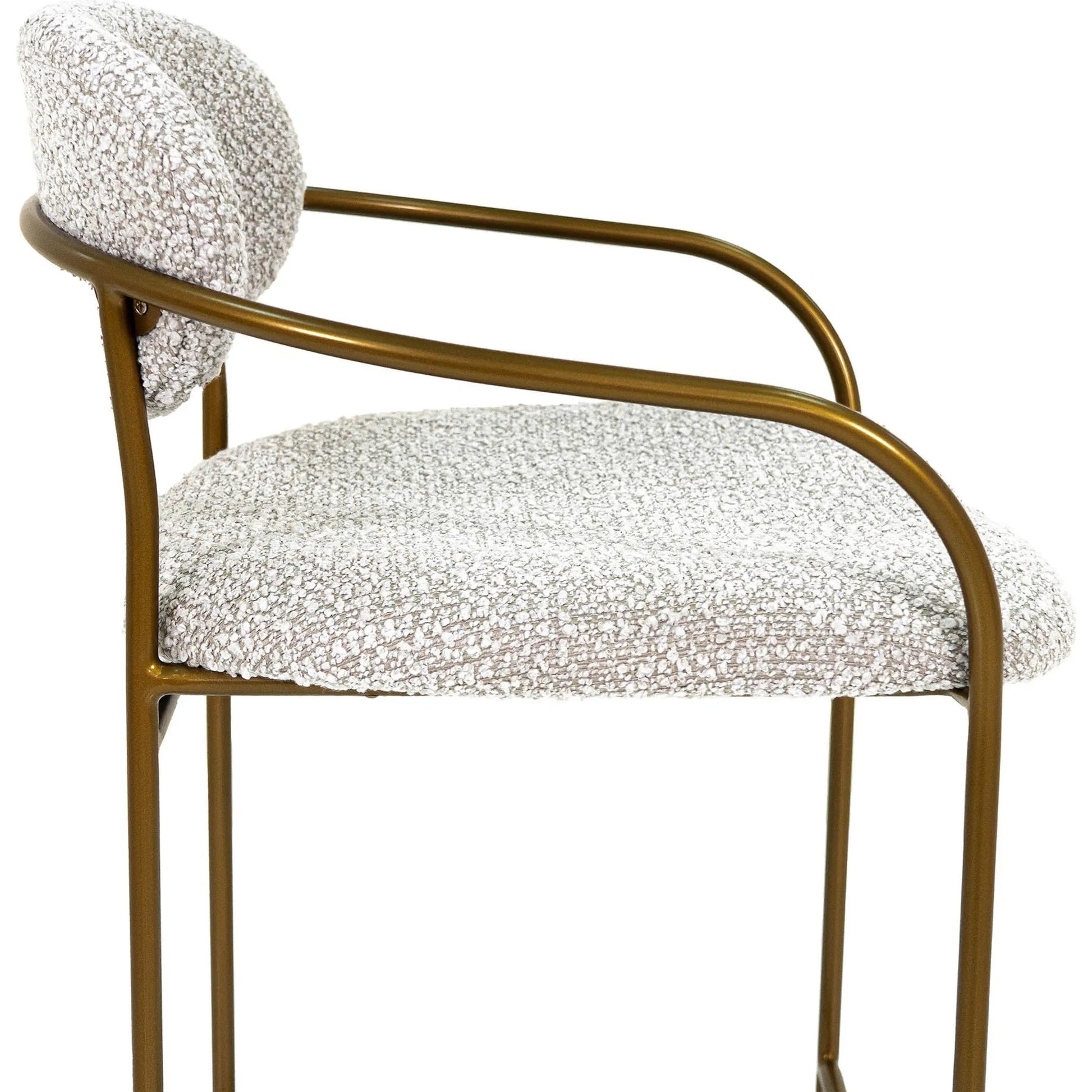 Oasis Arm Counter Stool by LH Imports in pearl grey, bronze and antique bronze. Made from iron, 90% polyester, 10%acrylic, pu foam, polyester fiber in a transitional style.