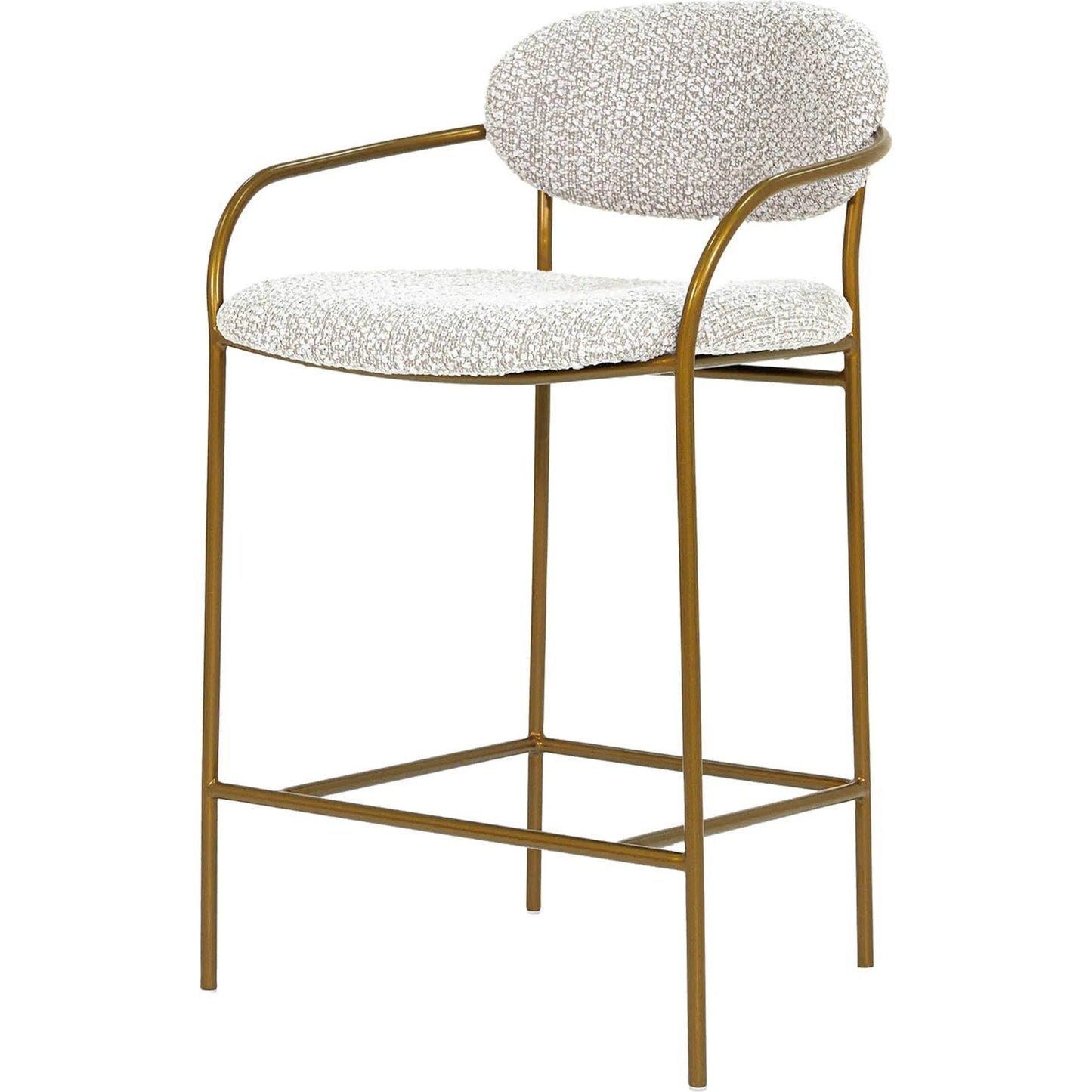 001 SI-2325156 | Primary Silo | Oasis Arm Counter Stool by LH Imports in pearl grey, bronze and antique bronze. Made from iron, 90% polyester, 10%acrylic, pu foam, polyester fiber in a transitional style.
