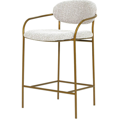 Oasis Arm Counter Stool by LH Imports in pearl grey, bronze and antique bronze. Made from iron, 90% polyester, 10%acrylic, pu foam, polyester fiber in a transitional style.