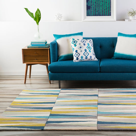 Oasis Rug - 964 by Surya in ash gray, aqua. Made from 100% wool in a unique style.