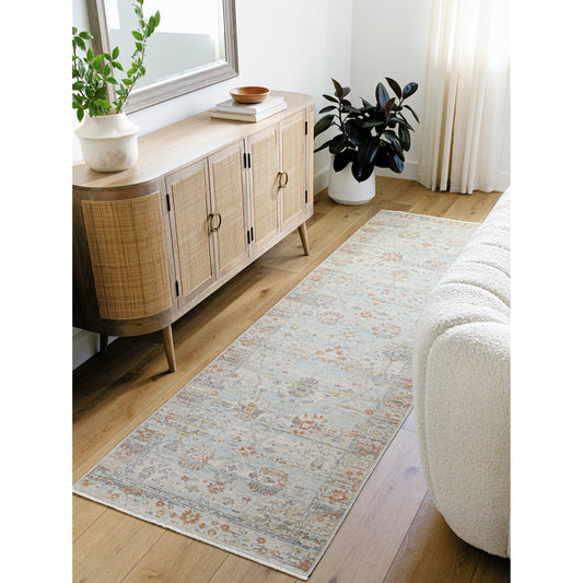 Once Upon a Time Rug - 496824 by Surya in light gray, pale blue, gray, tan, light olive, dusty coral. Made from face: 100% wool, warp: 100% cotton in a unique style.