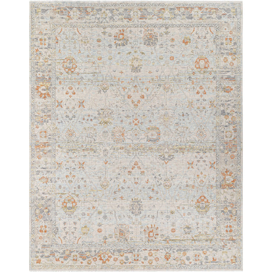 Once Upon a Time Rug - 496824 by Surya in light gray, pale blue, gray, tan, light olive, dusty coral. Made from face: 100% wool, warp: 100% cotton in a unique style.