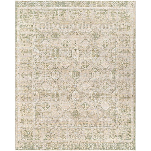 Once Upon a Time Rug - 496833 by Surya in olive, tan, light olive, light gray, pale blue. Made from face: 100% wool, warp: 100% cotton in a unique style.