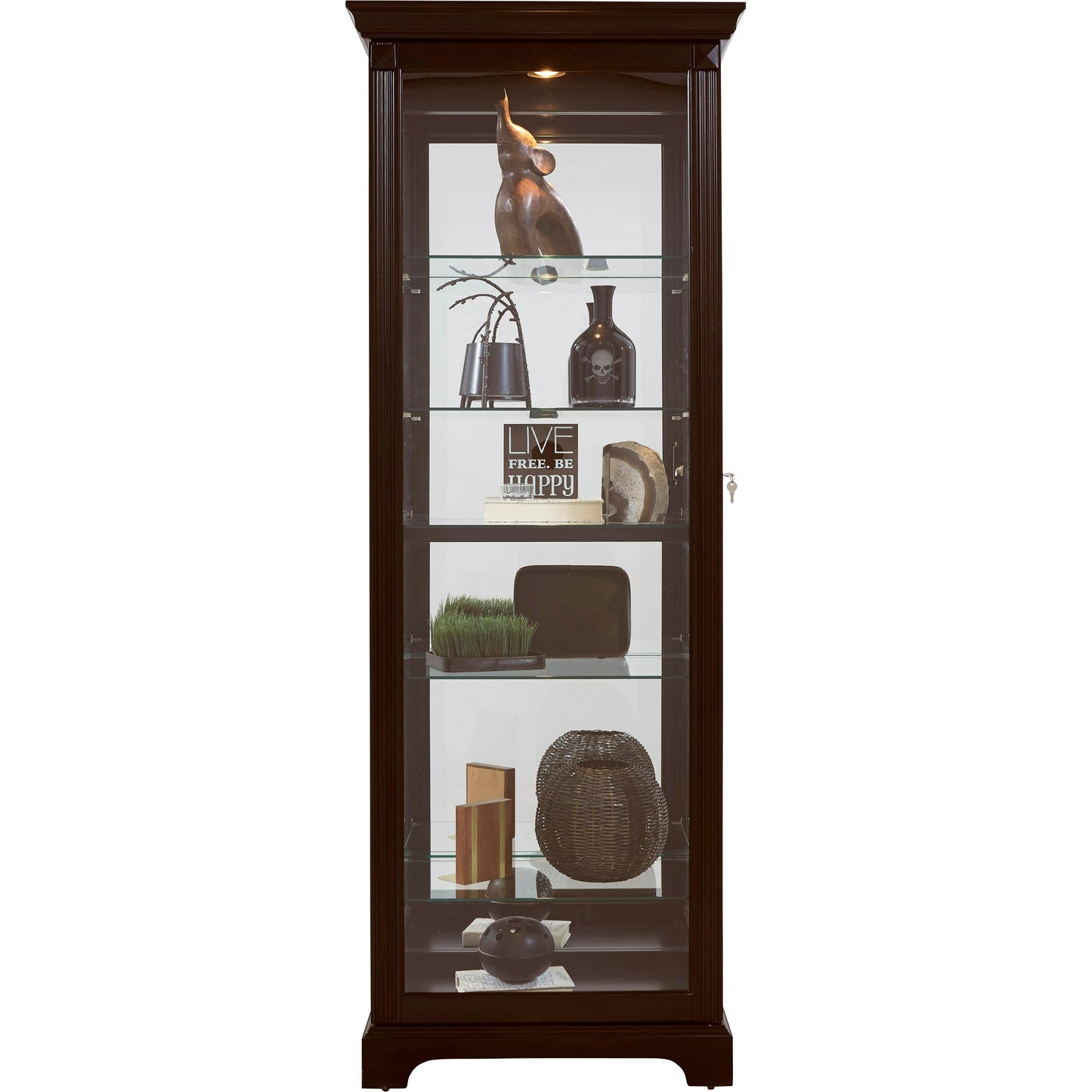 002 SI-2155656 | Additional Silo | Two Way Sliding Door Curio Cabinet in Cherry Brown by Pulaski Furniture in dark cherry brown. Made from select hardwoods, primavera veneers, manufactured wood, fabric in a traditional style.