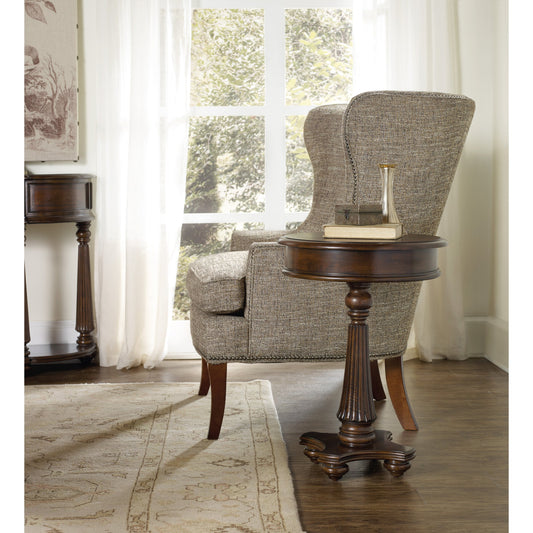 Leesburg Martini Table by Hooker Furniture in mahogany. Made from grain, swirl mahogany, ebony veneers in a unique style.