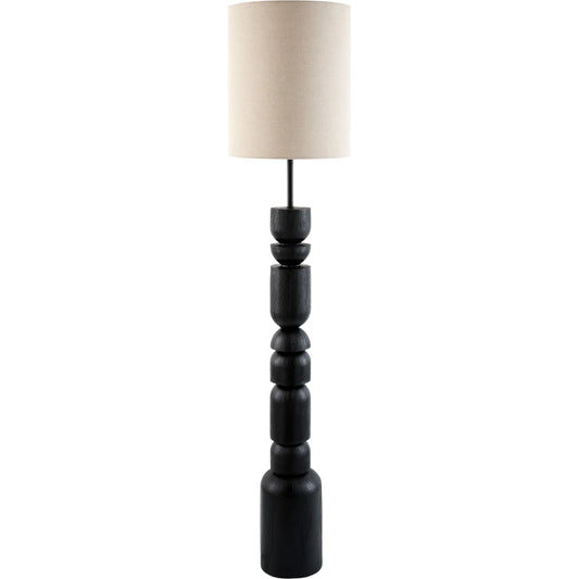 Obelina Accent Floor Lamp by Surya in white, tan, black and painted. Made from resin, linen, plastic in a unique style.