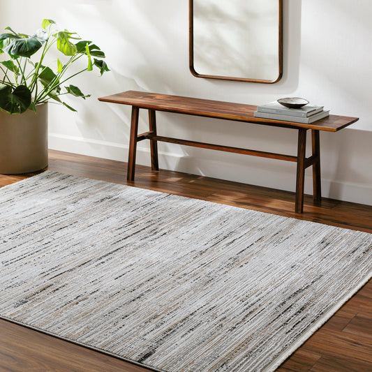 Obsession Rug - 32718 by Livabliss in cream, light gray, gray, charcoal, light brown, black. Made from main: 100% polyester in a unique style.