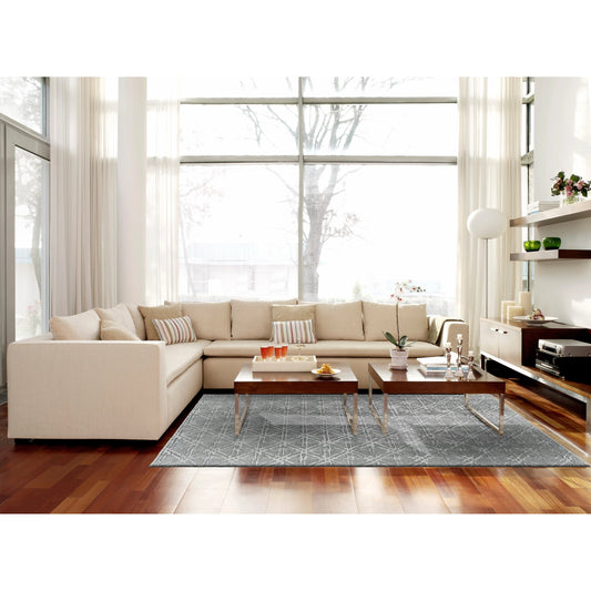 Manoa Transitional Geometric Rug - 8353F by Feizy in gray, silver. Made from wool, viscose in a unique style.