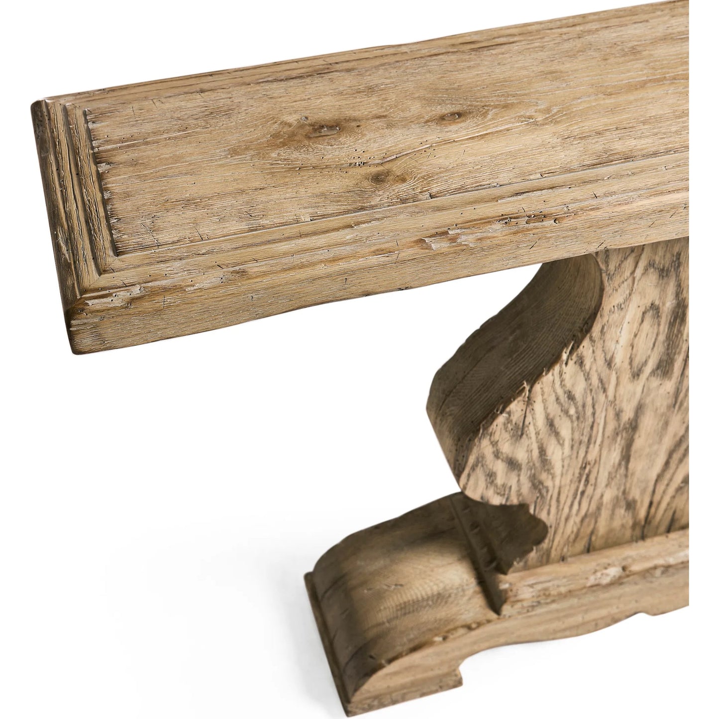 005 SI-2535739 | Closeup | Sagehill Pedestal Console Table by Jonathan Charles in timberon grey oak. Made from main oak veneer in a unique style.