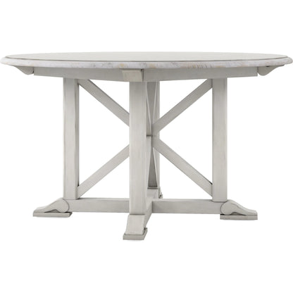 Alcove Round Dining Table by A.R.T. Furniture in belgian ivory. Made from acacia solids, maple veneers in a traditional style.