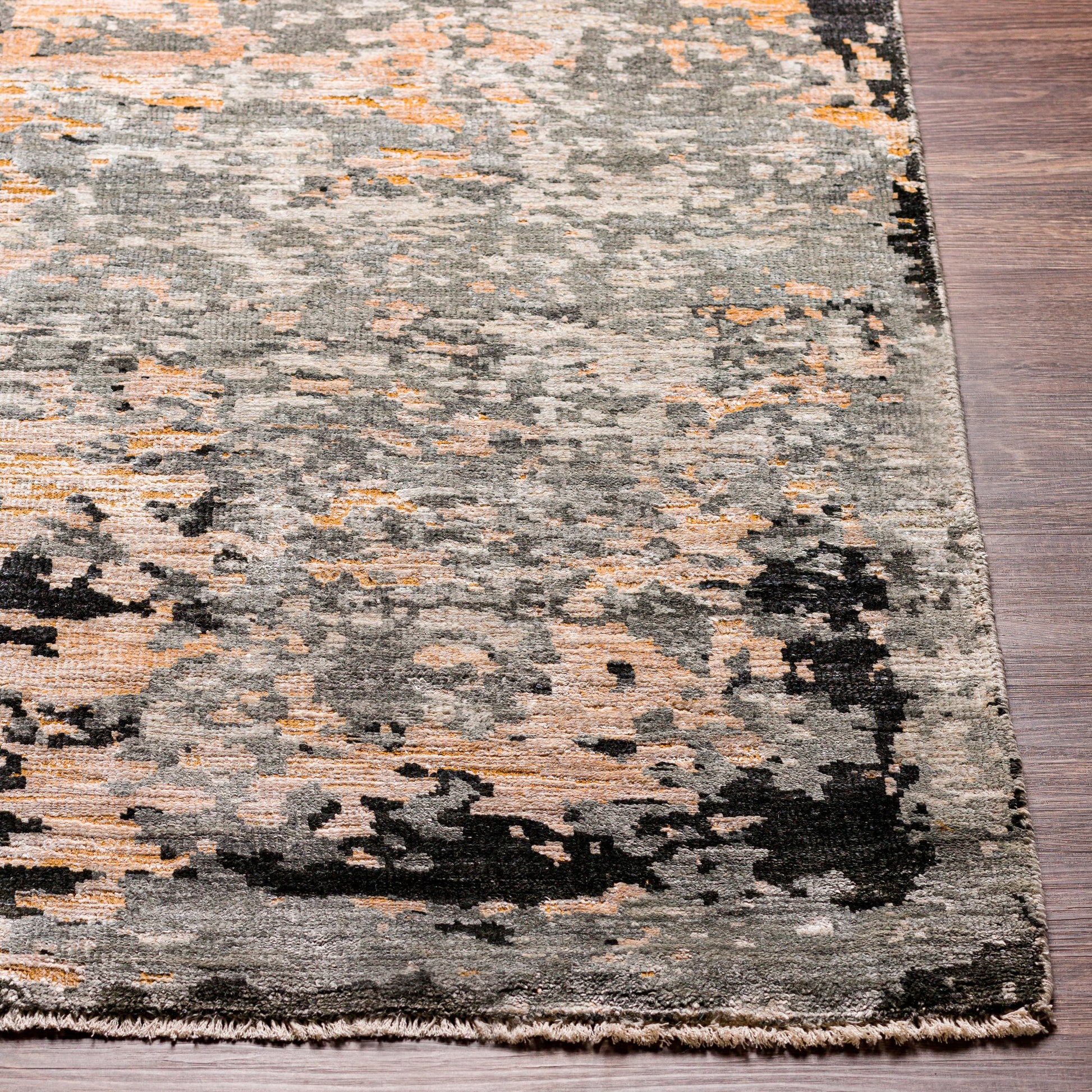 Ocean Rug - 26050 by Surya in taupe, light gray, brown, oatmeal, black. Made from 60% new zealand wool, 40% viscose in a unique style.