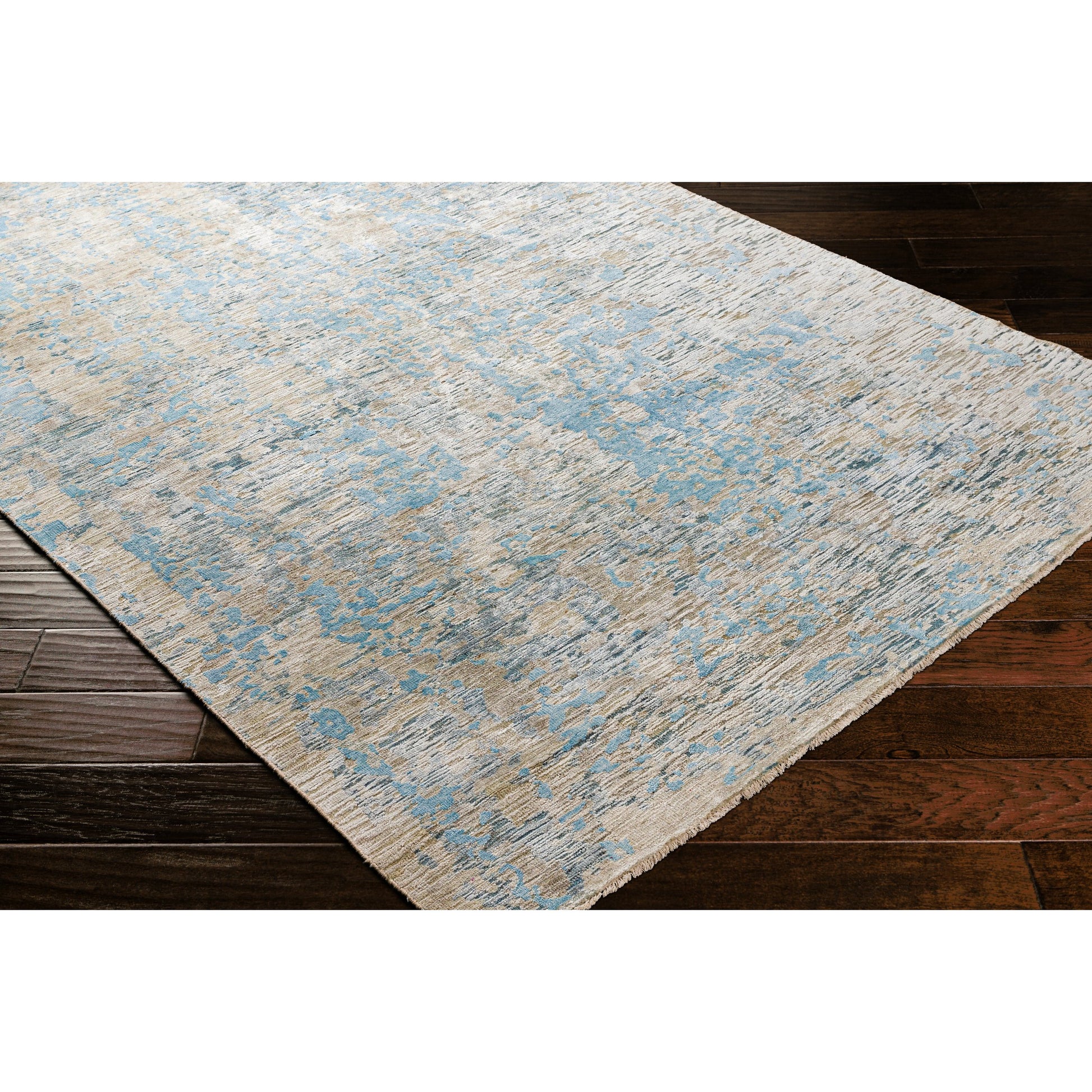 Ocean Rug - 26049 by Surya in blue, ice blue, taupe, light gray. Made from 60% new zealand wool, 40% viscose in a unique style.