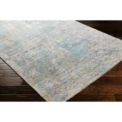Ocean Rug - 26049 by Surya in blue, ice blue, taupe, light gray. Made from 60% new zealand wool, 40% viscose in a unique style.