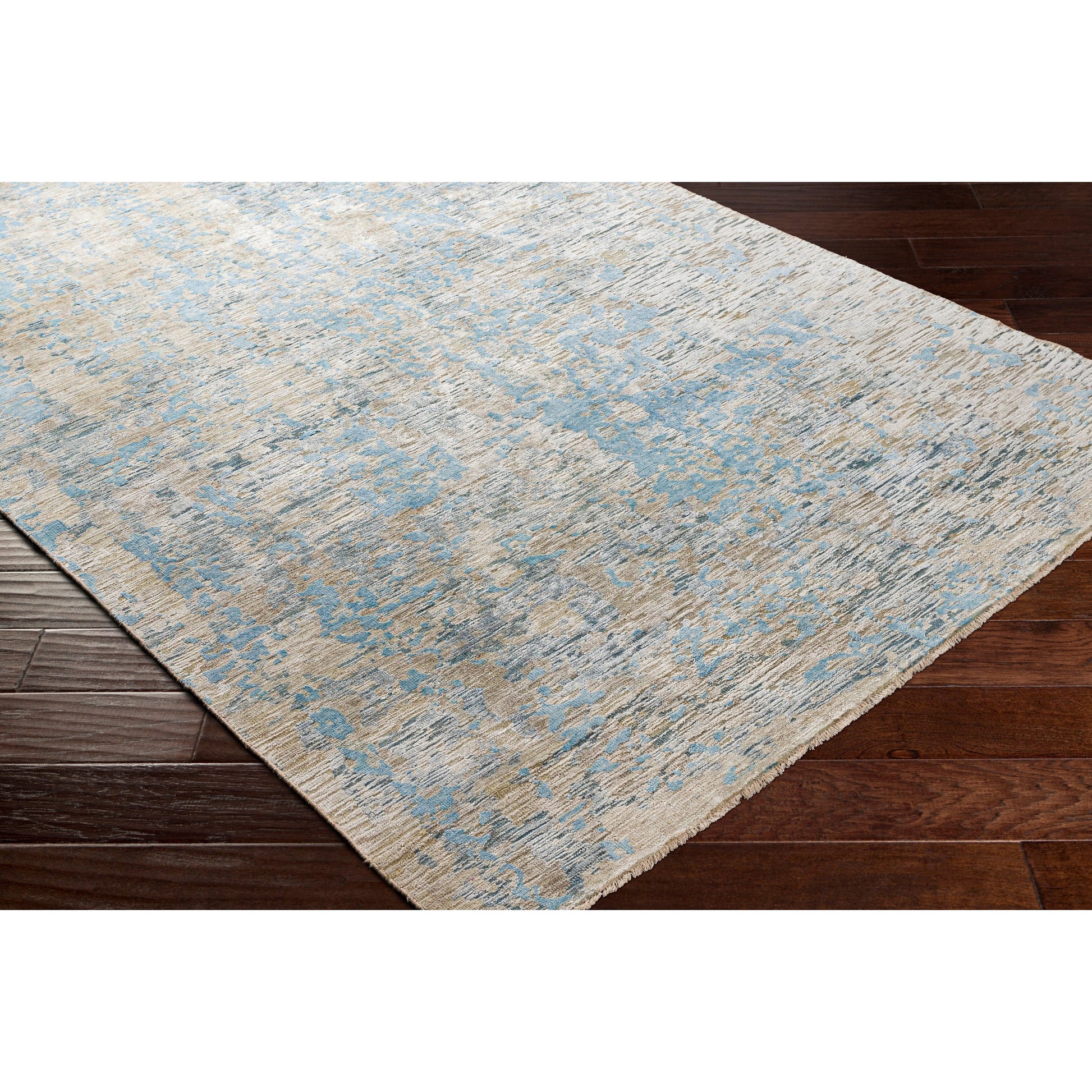 Ocean Rug - 26049 by Surya in blue, ice blue, taupe, light gray. Made from 60% new zealand wool, 40% viscose in a unique style.
