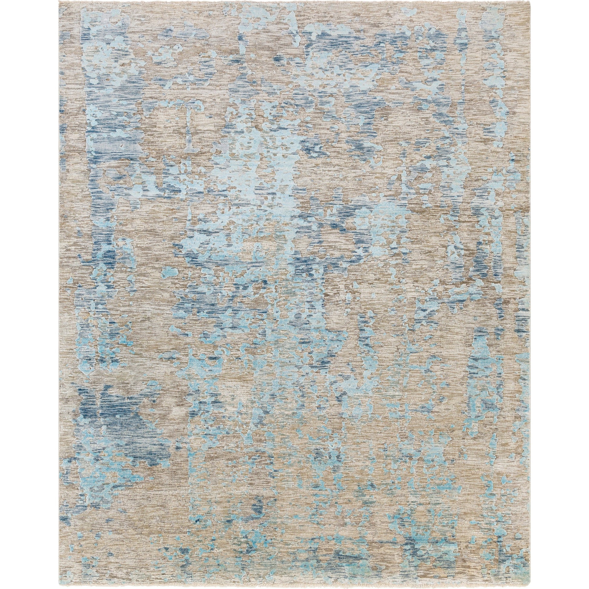Ocean Rug - 26049 by Surya in blue, ice blue, taupe, light gray. Made from 60% new zealand wool, 40% viscose in a unique style.