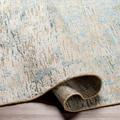 Ocean Rug - 26049 by Surya in blue, ice blue, taupe, light gray. Made from 60% new zealand wool, 40% viscose in a unique style.