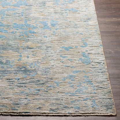 Ocean Rug - 26049 by Surya in blue, ice blue, taupe, light gray. Made from 60% new zealand wool, 40% viscose in a unique style.