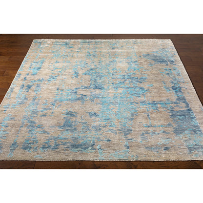 Ocean Rug - 26049 by Surya in blue, ice blue, taupe, light gray. Made from 60% new zealand wool, 40% viscose in a unique style.