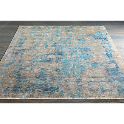 Ocean Rug - 26049 by Surya in blue, ice blue, taupe, light gray. Made from 60% new zealand wool, 40% viscose in a unique style.