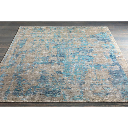 Ocean Rug - 26049 by Surya in blue, ice blue, taupe, light gray. Made from 60% new zealand wool, 40% viscose in a unique style.