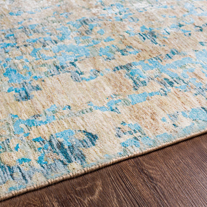 Ocean Rug - 26049 by Surya in blue, ice blue, taupe, light gray. Made from 60% new zealand wool, 40% viscose in a unique style.