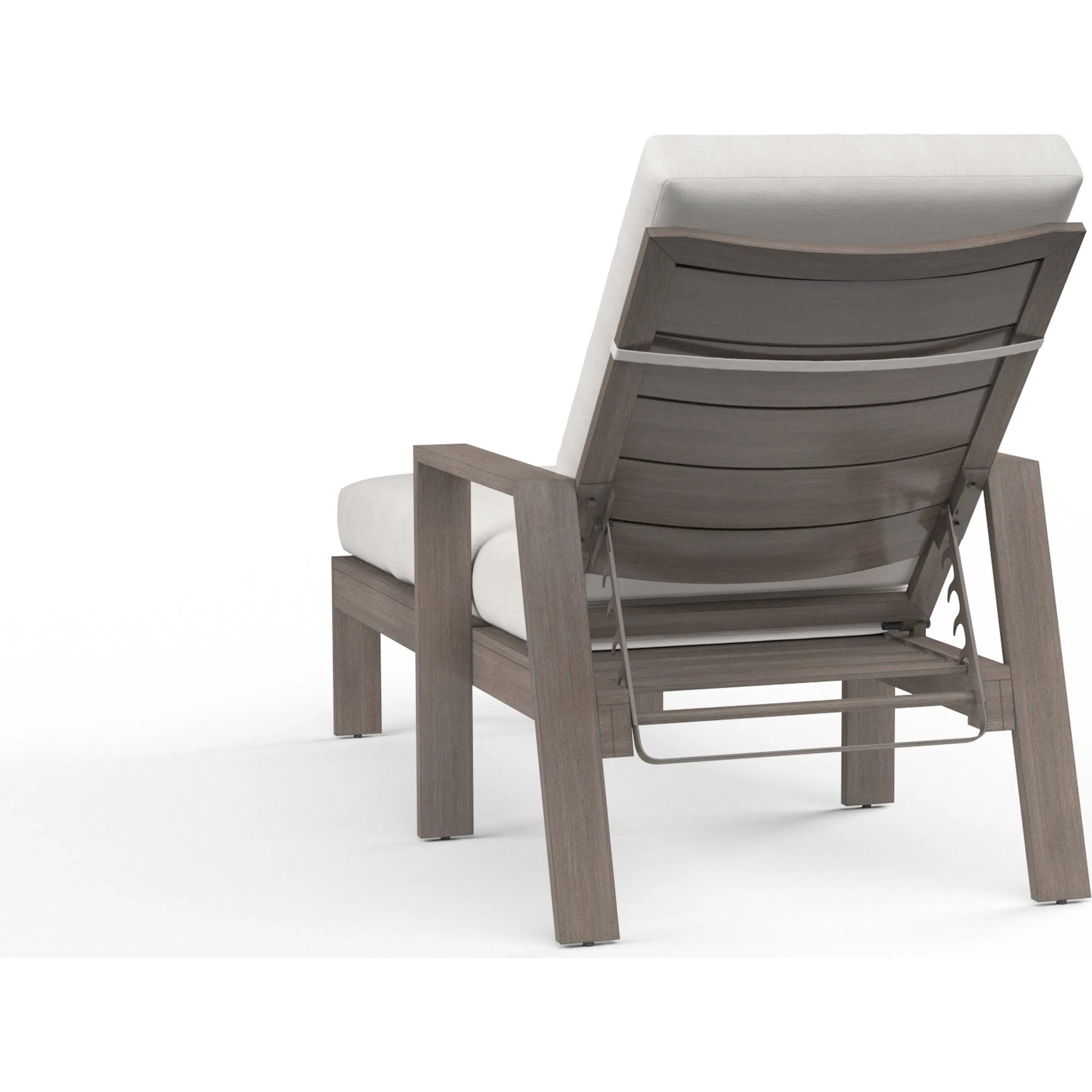 Laguna Outdoor Chaise Lounge by Sunset West in browns. Made from aluminum in a modern style.