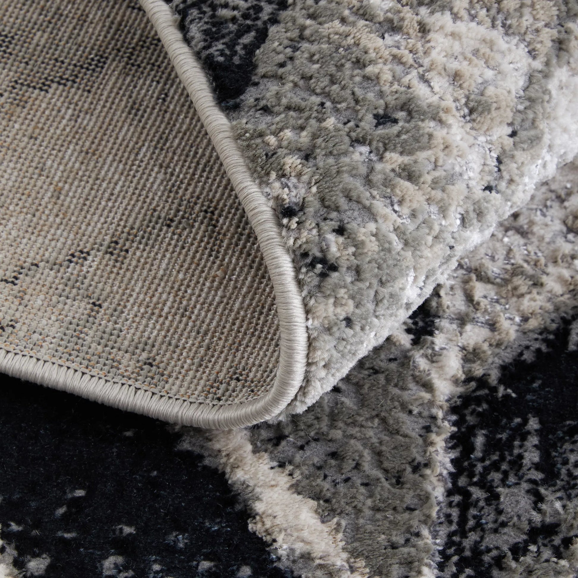 Micah Chevron Rug - 3048F by Feizy in black, gray, silver. Made from polyester, polypropylene in a unique style.