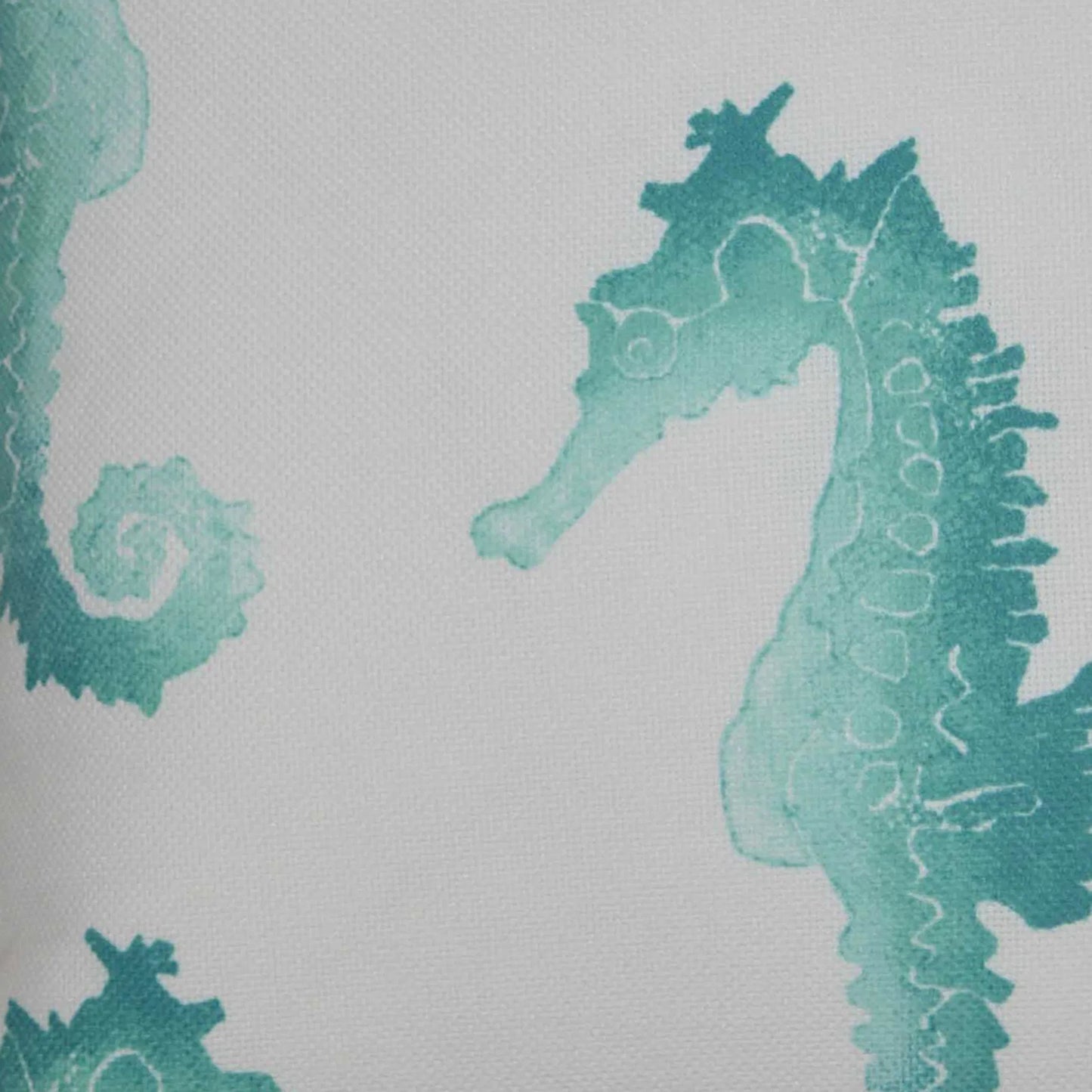 002 SI-2382203 | Closeup | Seahorse Indoor/Outdoor Pillow by DV Kap Home in turquoise. Made from 100% spun polyester in a coastal style.