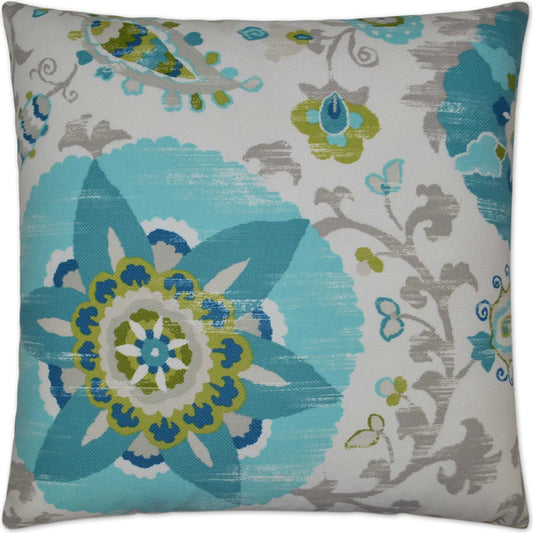 Silsila Indoor/Outdoor Pillow by DV Kap Home in turquoise. Made from 100% spun polyester in a unique style.