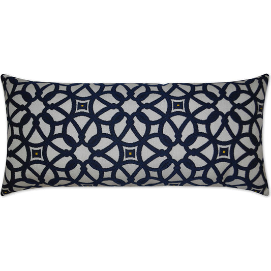 Luxe Lumbar Indoor/Outdoor Pillow by DV Kap Home in navy. Made from 100% solution dyed acrylic in a unique style.