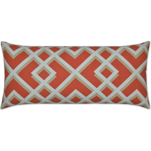 Pergola Lumbar Indoor/Outdoor Pillow by DV Kap Home in coral. Made from 100% spun polyester in a unique style.