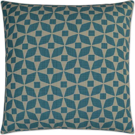 Marquee Indoor/Outdoor Pillow by DV Kap Home in turquoise. Made from 100% solution dyed acrylic in a unique style.