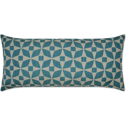 Marquee Lumbar Indoor/Outdoor Pillow by DV Kap Home in turquoise. Made from 100% solution dyed acrylic in a unique style.