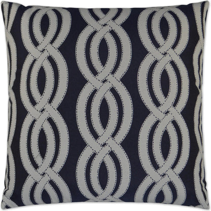 Sea Shore Indoor/Outdoor Pillow by DV Kap Home in navy. Made from 100% olefin in a coastal style.