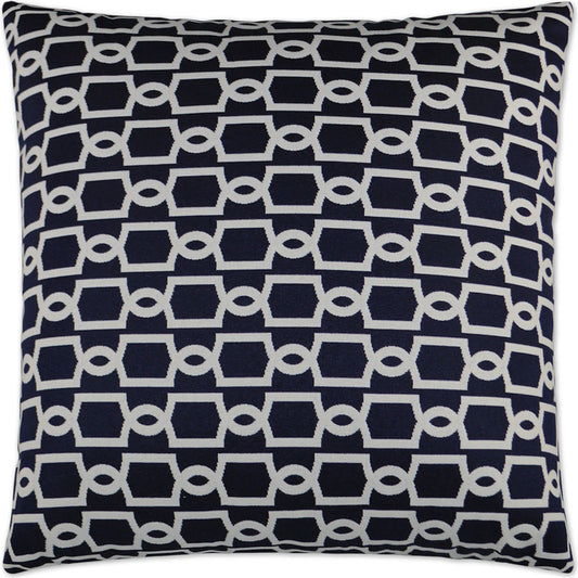 Ocean Gate Indoor/Outdoor Pillow by DV Kap Home in navy. Made from 100% olefin in a unique style.