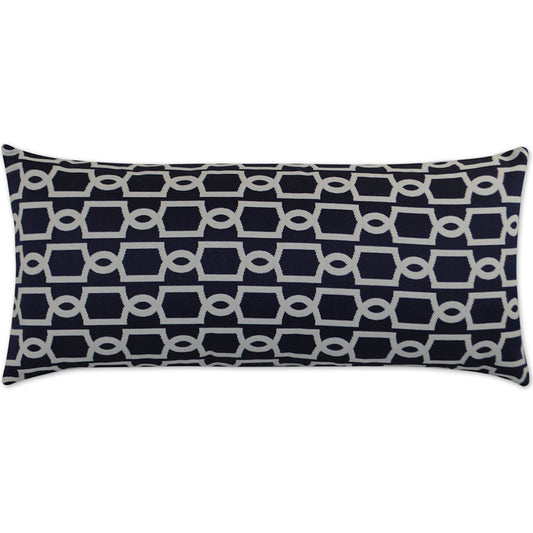 Ocean Gate Lumbar Indoor/Outdoor Pillow by DV Kap Home in navy. Made from 100% olefin in a unique style.