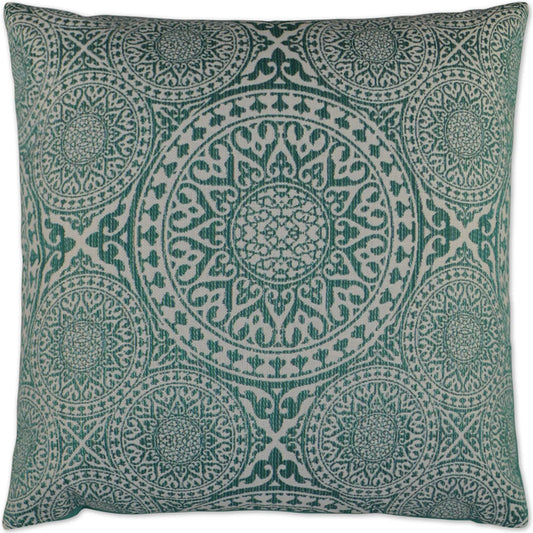 Compass Indoor/Outdoor Pillow by DV Kap Home in turquoise. Made from 100% sunbrella acrylic in a unique style.