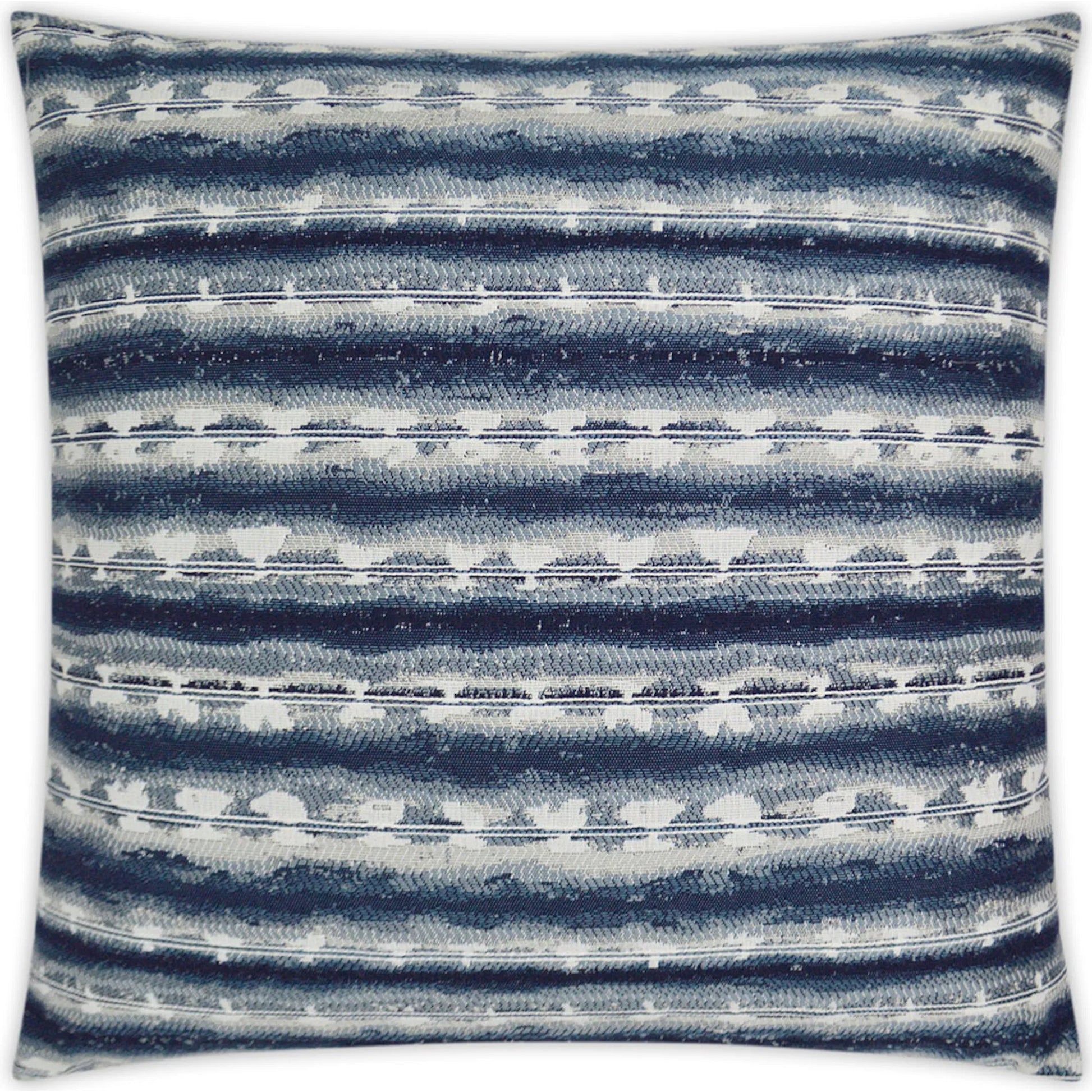 Sunshibo Stripe Indoor/Outdoor Pillow by DV Kap Home in navy. Made from 85% solution dyed polyester, 15% solution dyed acrylic in a eclectic & global style.