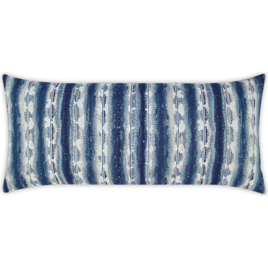 Sunshibo Stripe Lumbar Indoor/Outdoor Pillow by DV Kap Home in navy. Made from 85% solution dyed polyester, 15% solution dyed acrylic in a unique style.