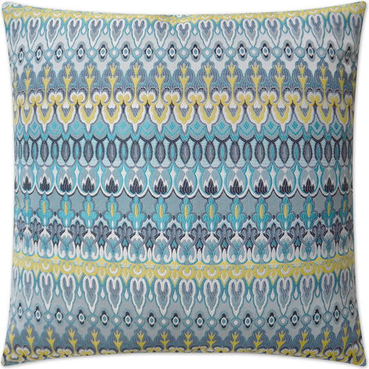 Kanthum Indoor/Outdoor Pillow by DV Kap Home in turquoise. Made from 100% solution dyed polyester in a unique style.