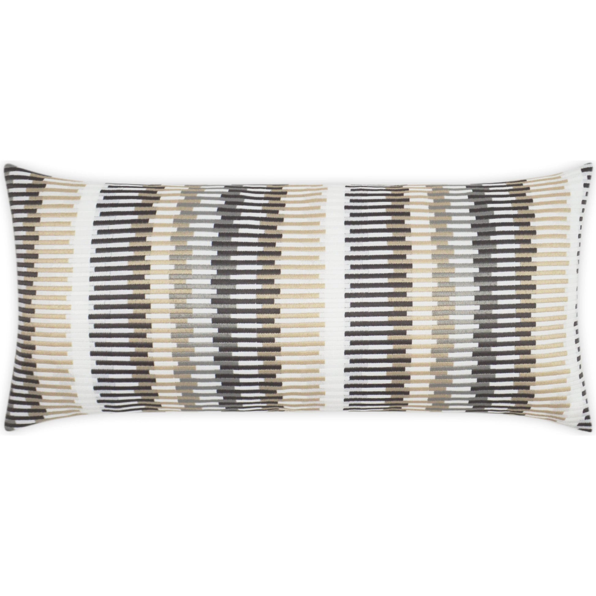 Sunfun Stripe Lumbar Indoor/Outdoor Pillow by DV Kap Home in linen. Made from 100% solution dyed polyester in a transitional style.