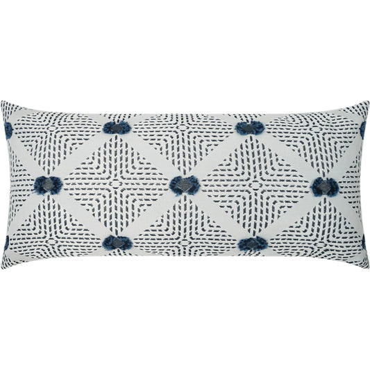001 None | Unknown | Kelly Lumbar Pillow by DV Kap Home in navy. Made from 100% solution dyed polyester in a modern style.