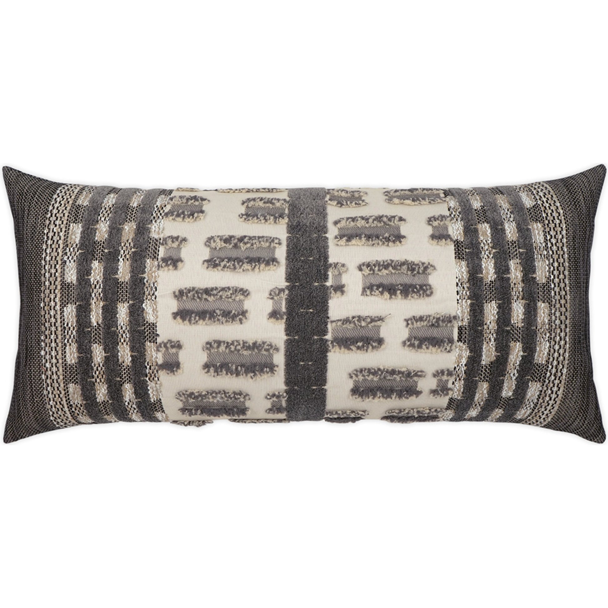 Tanza Lumbar Pillow by DV Kap Home in tan/taupe, grey. Made from 100% solution dyed polyester in a cottage & farmhouse style.