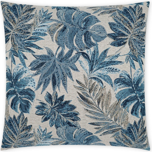 Rain Forest Pillow by DV Kap Home in blue. Made from 100% solution dyed polyester in a modern style.