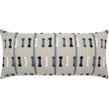 Tassel Stripe Lumbar Pillow by DV Kap Home in grey. Made from 100 % solution dyed polyester in a modern style.