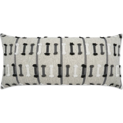 Tassel Stripe Lumbar Pillow by DV Kap Home in grey. Made from 100 % solution dyed polyester in a modern style.